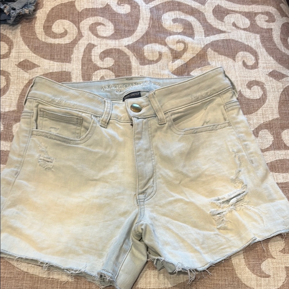 American Eagle Outfitters Women's Distressed light blue denim Shorts